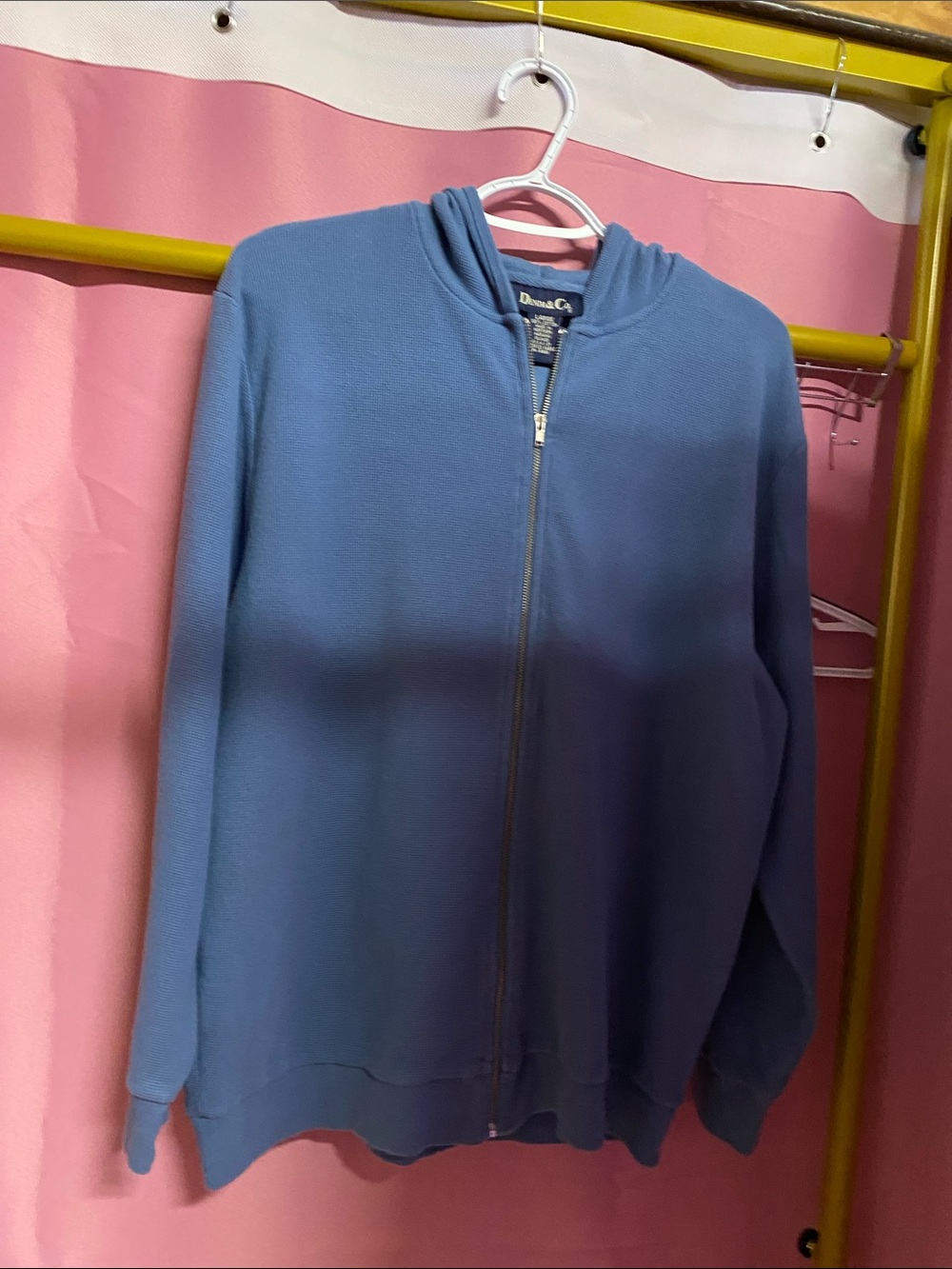 Denim&Co Light Blue Full-Zip Hooded Sweatshirt
